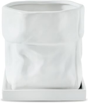 White ceramic planter