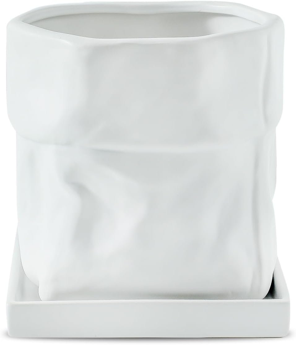 White ceramic planter