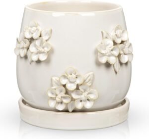 Ivory ceramic planter