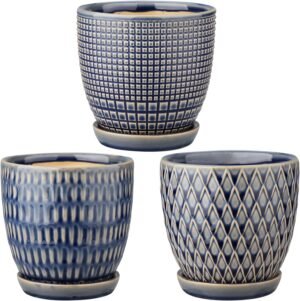 Round ceramic planter set