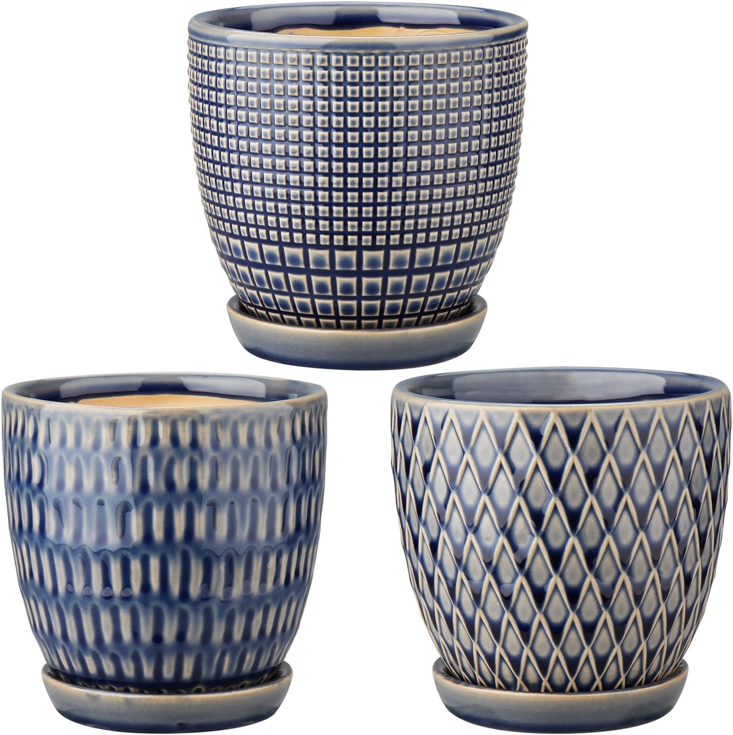 Round ceramic planter set