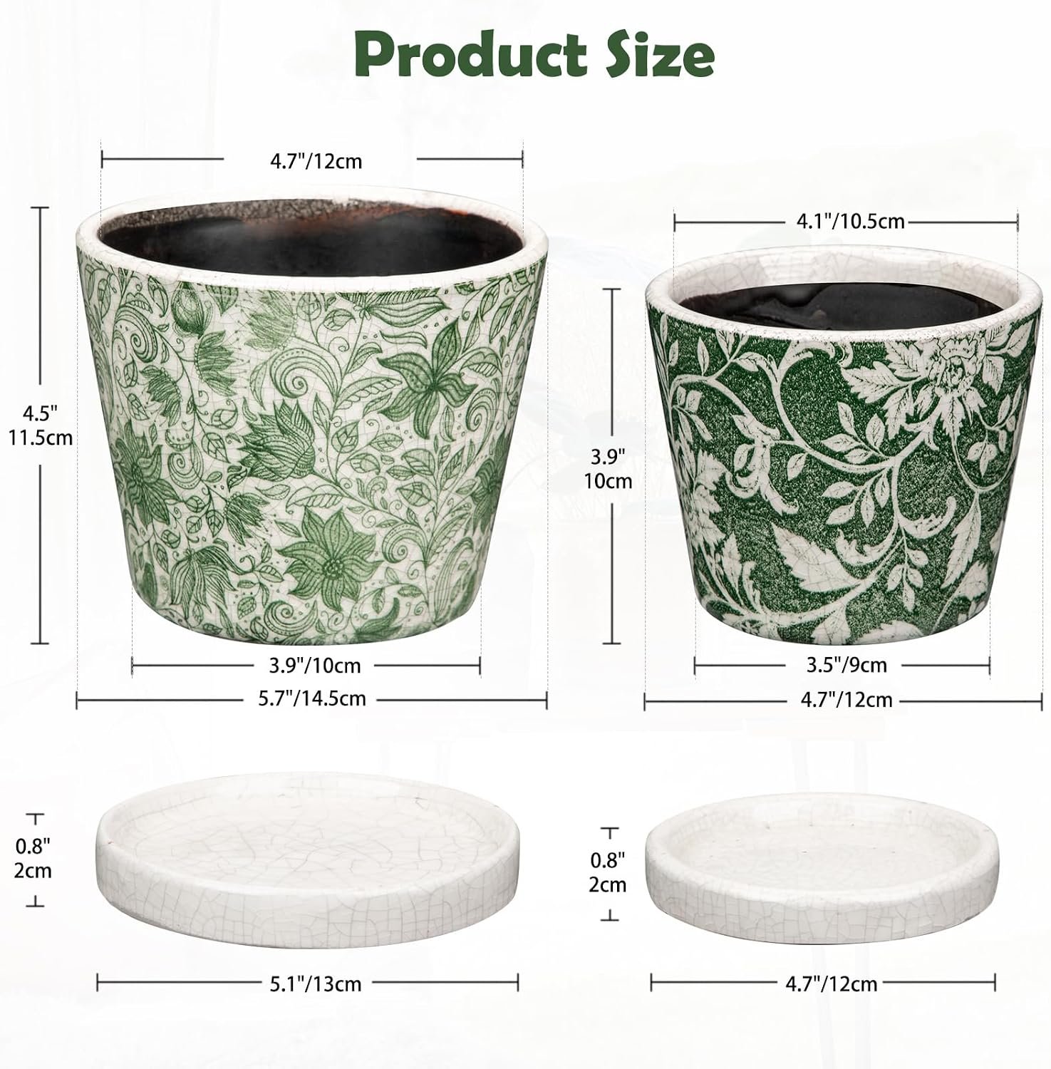 Green ceramic planter set - Image 2