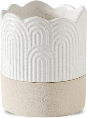 Self-watering ceramic flower pot