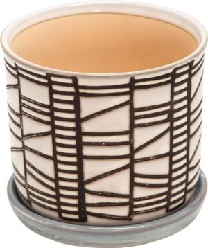 Geometric decorative ceramic flower pot set