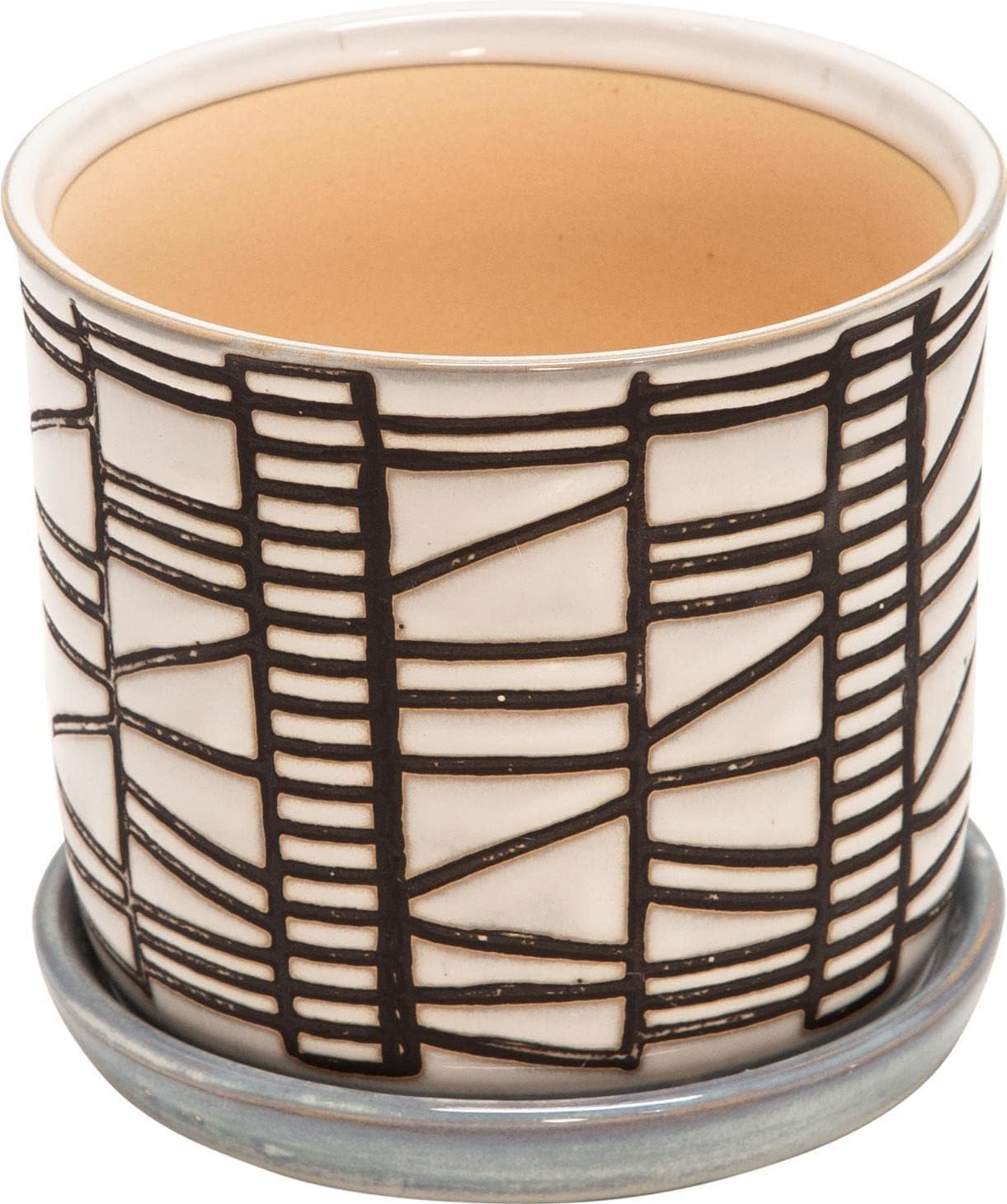 Geometric decorative ceramic flower pot set