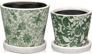 Green ceramic planter set