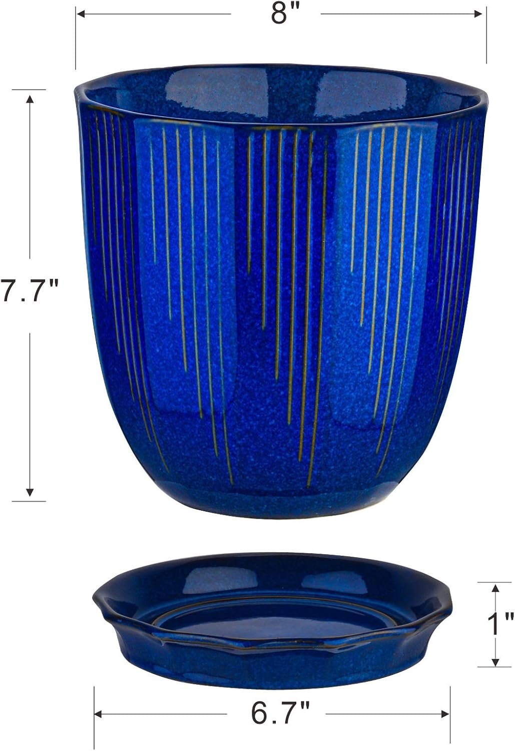 Navy Blue Ceramic Planter - Image 2
