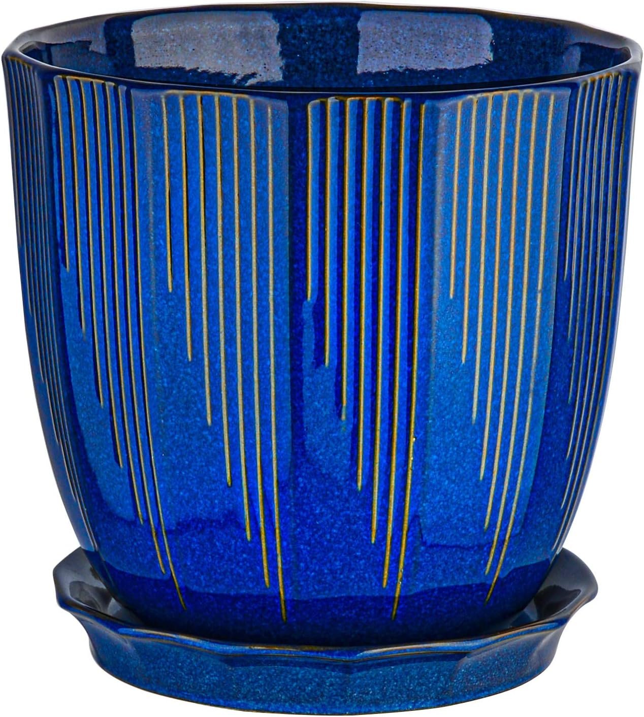 Navy Blue Ceramic Planter