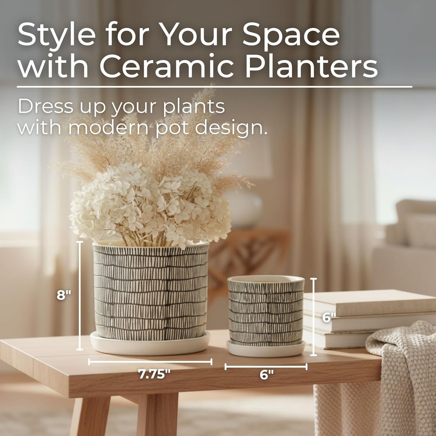 Geometric Ceramic Planter Set - Image 2