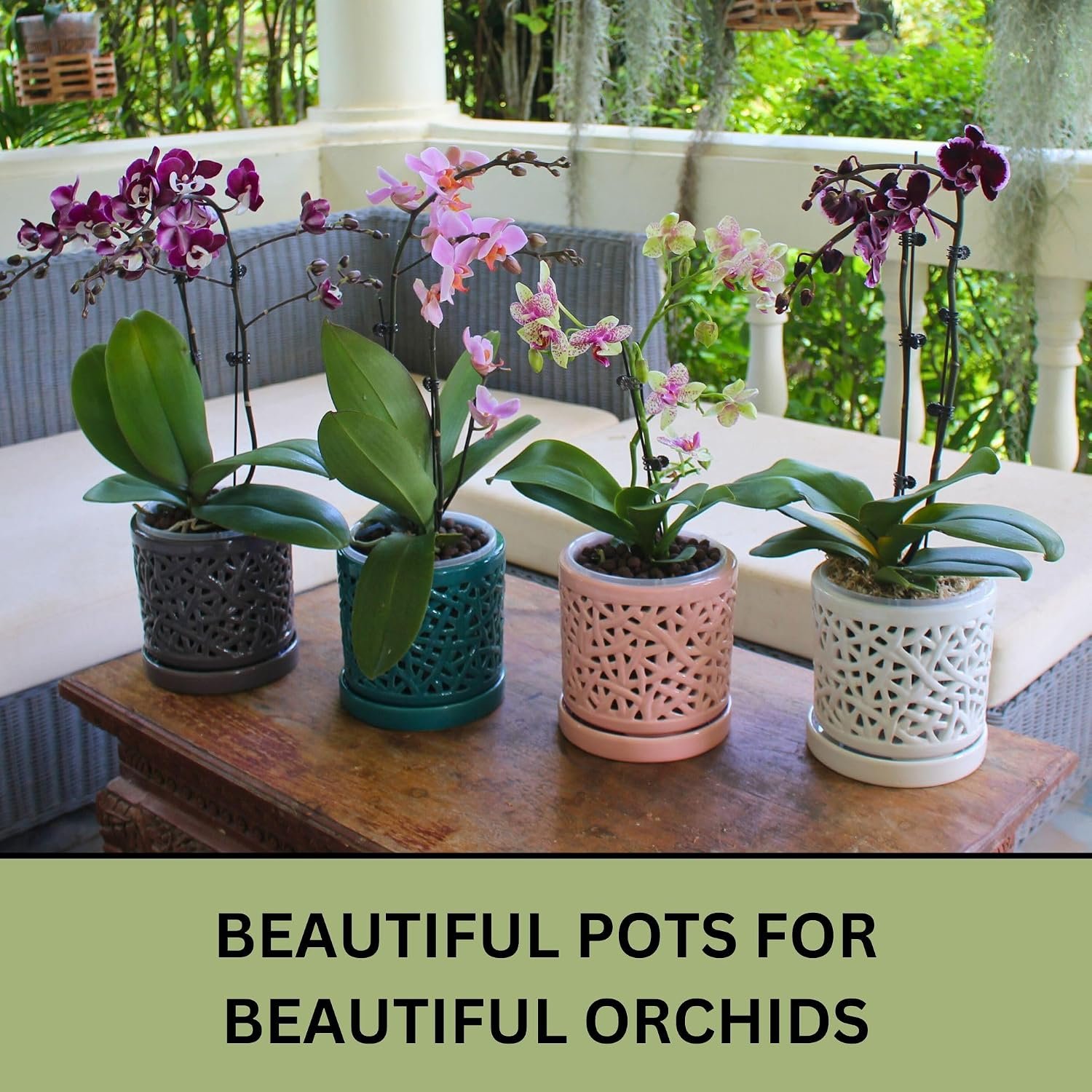 Blue and White Ceramic Planter - Image 2